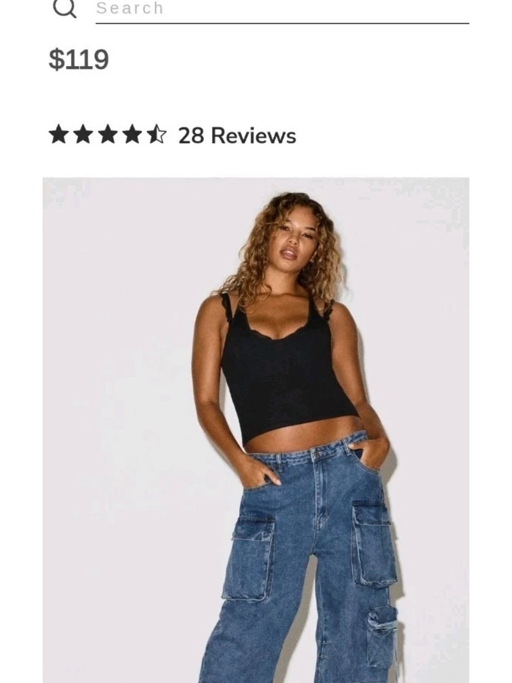 NWT Steve Madden Duo Medium Denim Cargo Pant Sz LARGE